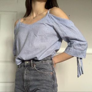100% cotton striped off the shoulder blouse